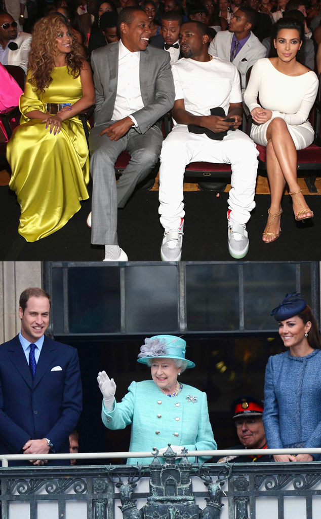 Beyonce, Jay-Z, Kanye West, Kim Kardashian, Prince William, Queen Elizabeth, Duchess Catherine, Kate Middleton Beyonce, Jay-Z, Kanye West, Kim Kardashian, Prince William, Queen Elizabeth, Duchess Catherine, Kate Middleton